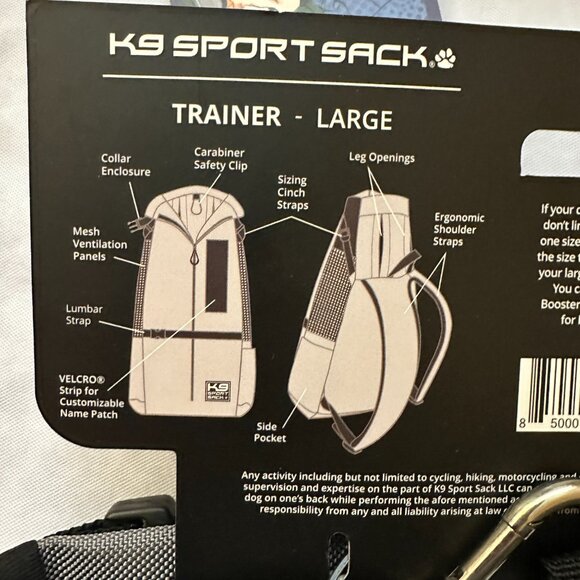 K9 Sport Sack Dog Carrier Backpack in Iron Gate Grey / Trainer Size Large - Picture 11 of 12